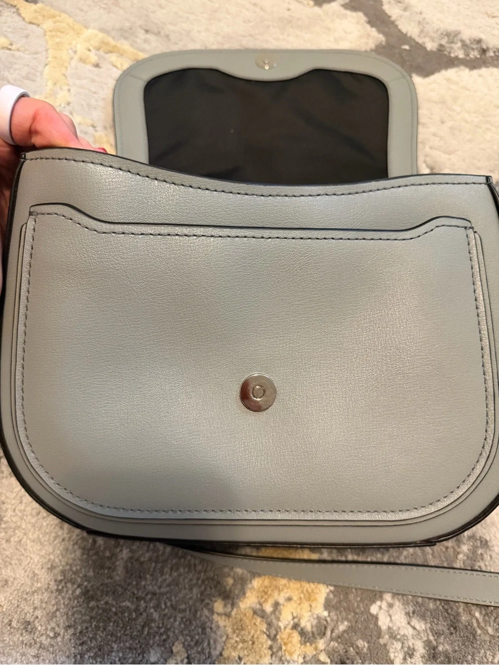 Marc Jacobs Light Gray Leather Crossbody Saddle Bag